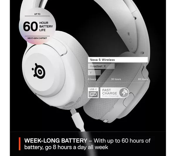 STEELSERIES Arctis Nova 5 Wireless PC Gaming Headset - White
