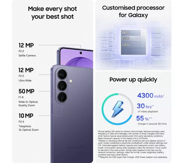 SAMSUNG Galaxy S26 - 256 GB, Cobalt Violet